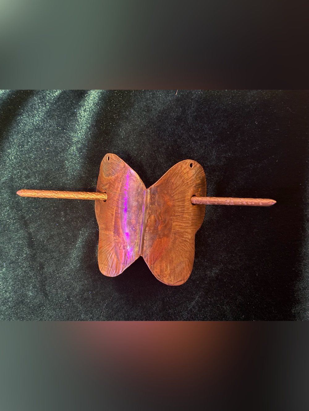 Handcrafted Copper Butterfly Hair Stick - Boho Fairycore Accessory Aesthetic